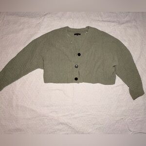 Love Tree Sage Green Button-Up Cropped Cardigan